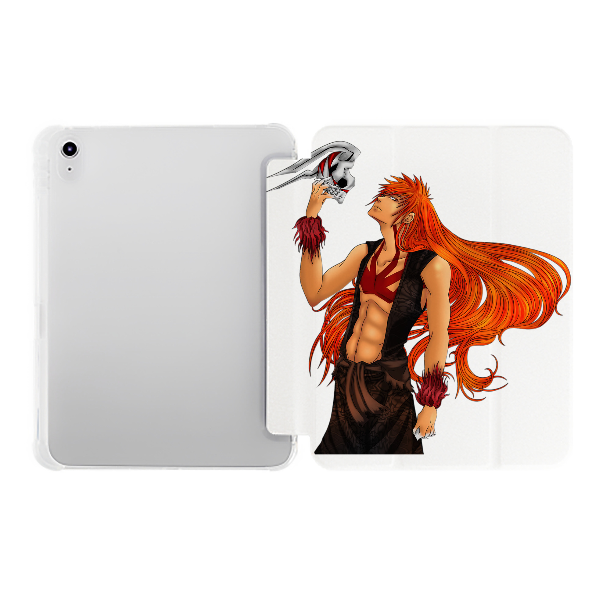 （画像用） ブリーチ 黒崎一護（くろさき いちご）BLEACH Kurosaki Ichigo IPad ケース ペン収納付き 三つ折りスタンド PUレザー×シリコン 対応機種9.5/10.5/10.9インチ
